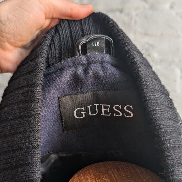 Y2K Vintage Wool Varsity Jacket Faux Leather Bomber Knit Utility Letterman Large - Picture 10 of 12